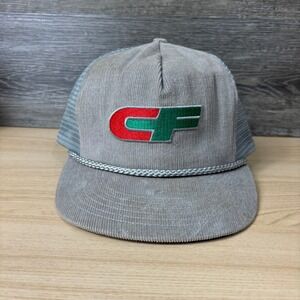 Vintage Consolidated Freight Hat Cap Snapback Gray Corduroy Trucker USA Made